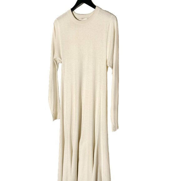 The Row Ivory Gentwood Long Sleeve A-Line Jersey Midi Dress - Picture 3 of 6